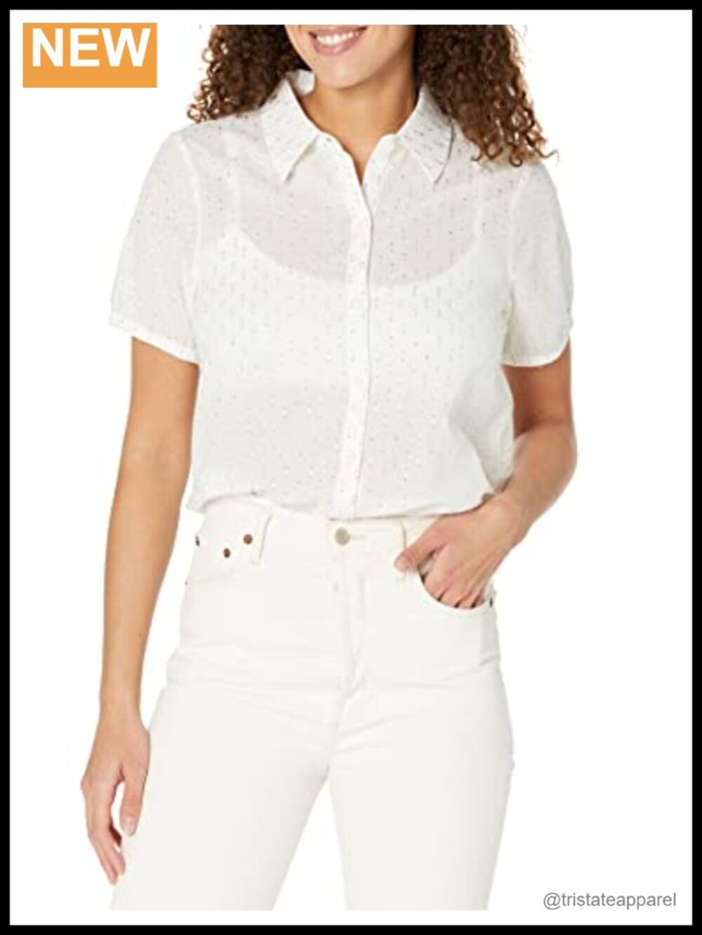 Womens Button Down Blouse Short Sleeve Collared Cotton Blend Casual Top